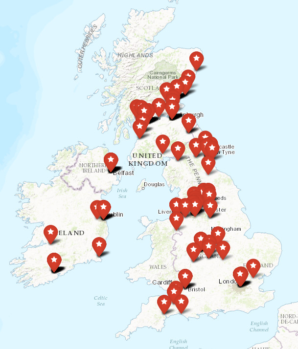 Map of abolitionist speaking locations
